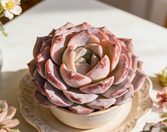 Echeveria ‘Little Beauty’ | Rare Live Succulent Plant | 2" Rosette | Bare Root | Indoor Home Office Decor | Gift for Succulent Lovers