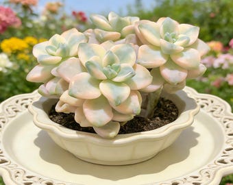 Graptoveria paraguayense ‘Bernalense Variegated Rare Succulent Plant, 3–3.5” Live Cluster, Bare Root, Indoor Home Office Decor, Wedding Gift