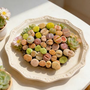 Lithops Mix Rare Succulent Plants, Live Lithops Bare Root, DIY Succulent Gift, Rooted Stone Plants, No Soil or Pot