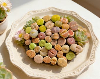 Lithops Mix Rare Succulent Plants, Live Lithops Bare Root, DIY Succulent Gift, Rooted Stone Plants, No Soil or Pot