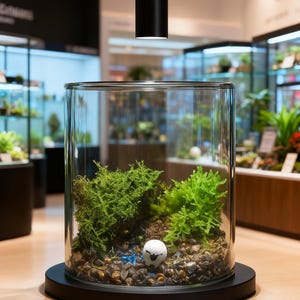 Lebendes Moos Terrarium im Glas Mini Bioaktives Mossarium mit Stein & winziger Figur Natura Desktop-Ökosystem DIY Mini Garten Geschenk für Liebhaber