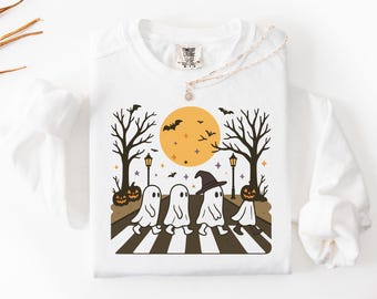 comfort colors Walking Abbey Road Sweatshirt Halloween Beatles Music Shirt Vintage Halloween Sweater Halloween gift For Music Lover