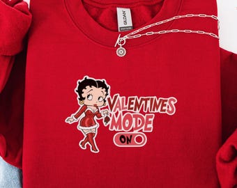 Valentines Betty Boop Sweatshirt Retro Valentine Sweater Cute Vintage Love Shirt Y2K Valentine Graphic shirt Gift For Girlfriend/her
