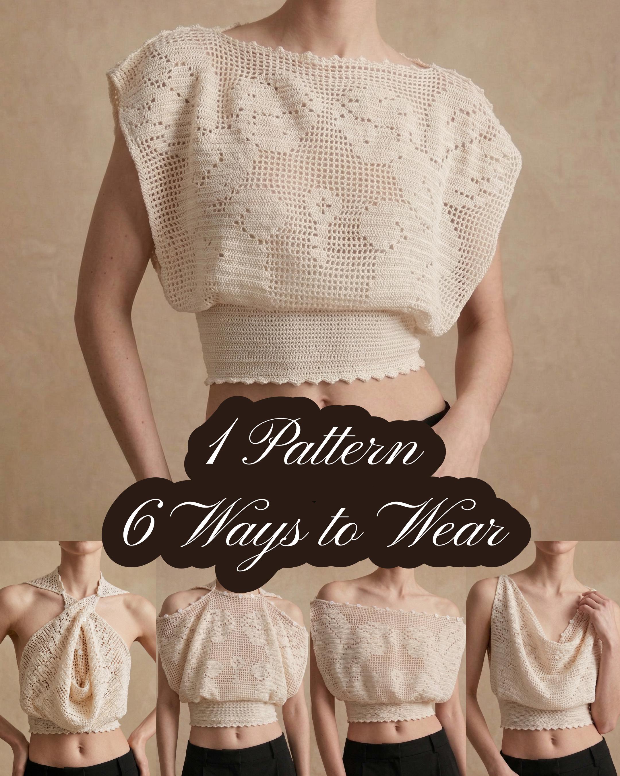 40 Filet Crochet Patterns to Try for Gifts, Decor, and Wearables 16 6-in-1 Filet Crochet Top Pattern Boat Neck