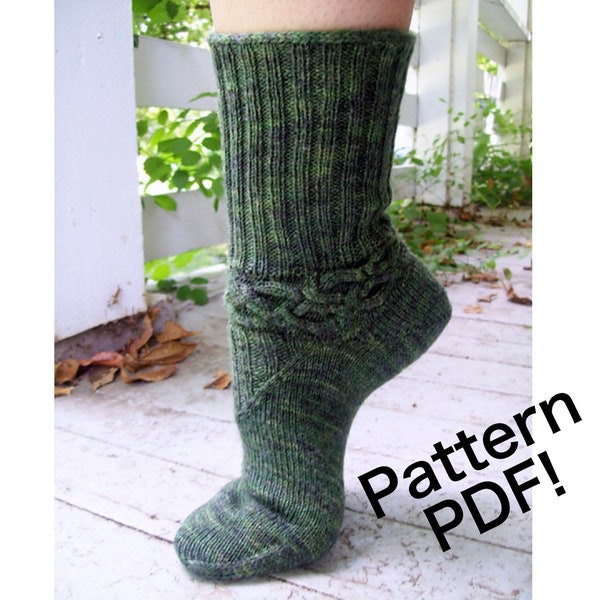 Sock Knitting Pattern: unique construction cabled socks, bottom up AND top down