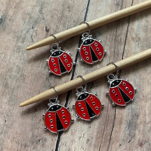 Ladybug Stitch Markers - set of 5 knit markers for your knitting project bag