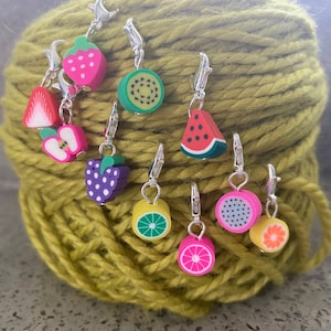 Set of 10 Summer Fruit Progress Keepers, Purse Charms, Zipper Pulls