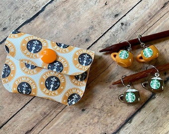 Pumpkin Spice Latte Stitch Marker Pouch