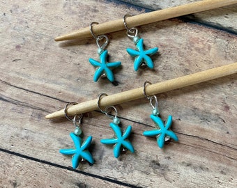 Starfish stitch markers - set of 5 for your knitting project bag
