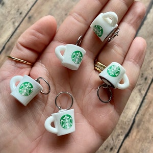 Coffee Stitch Markers, unique set of 5 for knitting or crochet image 4