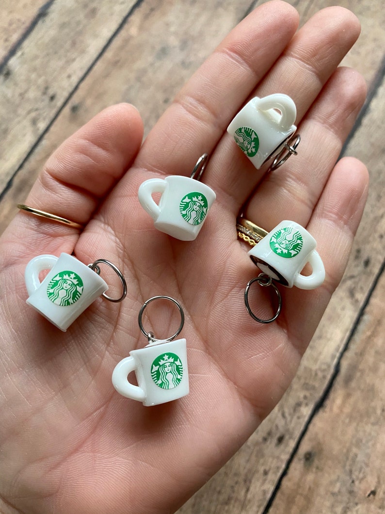 Coffee Stitch Markers, unique set of 5 for knitting or crochet image 4