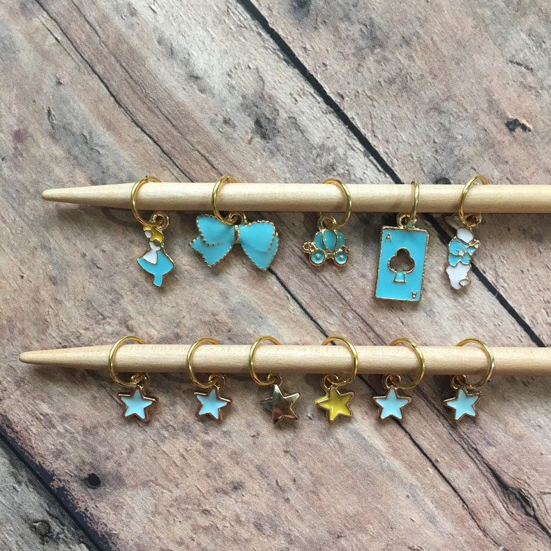 Alice in Wonderland Knitting Marker Set Stitch Marker Bracelet