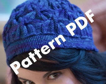 Knitting Pattern: cable knit hat, cloche, beanie, 1920s vintage style for variegated sock yarn
