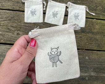 Yarn Cat Drawstring Pouches