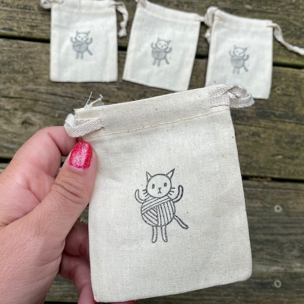 Yarn Cat Mini Drawstring Pouches - Set of 4