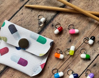 Rainbow Pills Stitch Marker Pouch