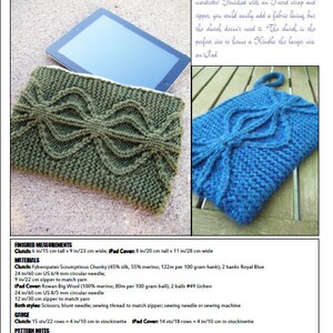 Knitting Pattern: Cabled Zipper Clutch, wristlet, wallet, pouch, DK weight yarn image 3