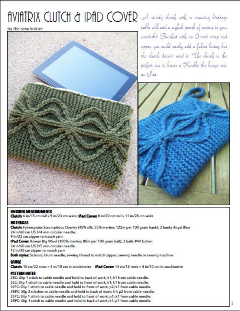 Knitting Pattern: Cabled Zipper Clutch, wristlet, wallet, pouch, DK weight yarn image 3