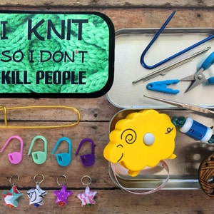 Knitting Tool Kit for Travel/Airplane/TSA, notions for your knit bag, I knit so I don’t kill people