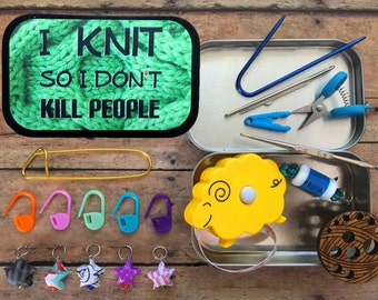 Knitting Tool Kit for Travel/Airplane/TSA, notions for your knit bag, I knit so I don’t kill people