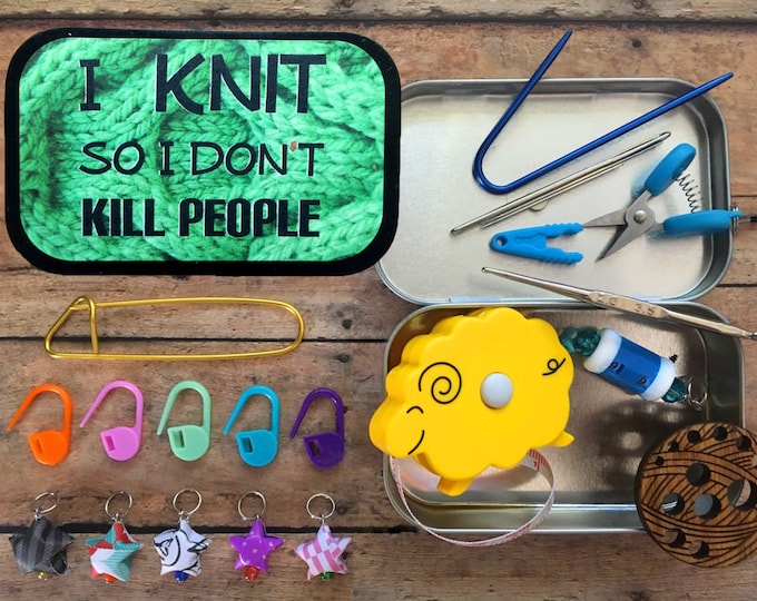 Featured listing image: Knitting Tool Kit for Travel/Airplane/TSA, notions for your knit bag, I knit so I don’t kill people