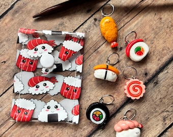Happy Sushi Stitch Marker Pouch