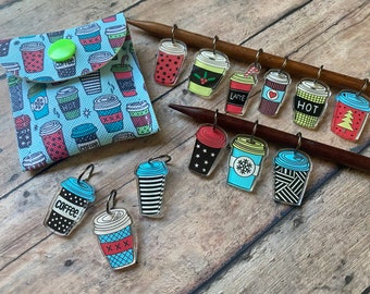 Cutie Coffee Cup Stitch Marker Pouch
