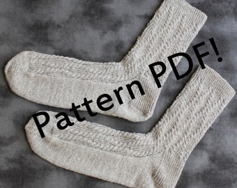Knitting Pattern: Unisex Cabled Mens/Women's Top Down Socks in Fingering Weight Yarn