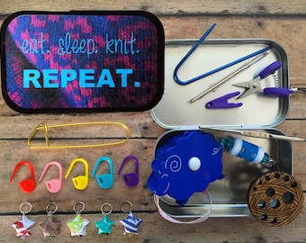 Knitting Toolkit w/mini notions for TSA travel, knit night, project bag