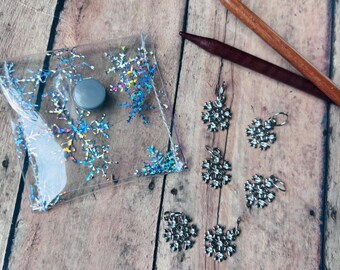 Silver Snowflake Stitch Marker Pouch