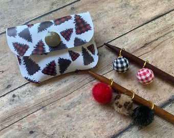 Buffalo Plaid Stitch Marker Pouch