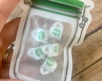 Coffee Stitch Markers, unique set of 5 for knitting or crochet