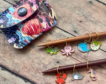 Sea Creatures Stitch Marker Pouch