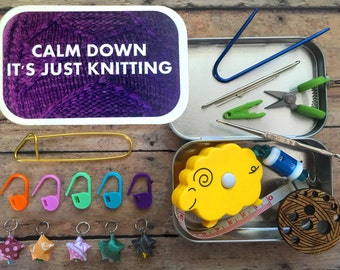 Calm Down - Knitter’s Tool Tin, all notions for your knitting project bag