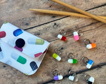 Rainbow Pills Stitch Marker Pouch
