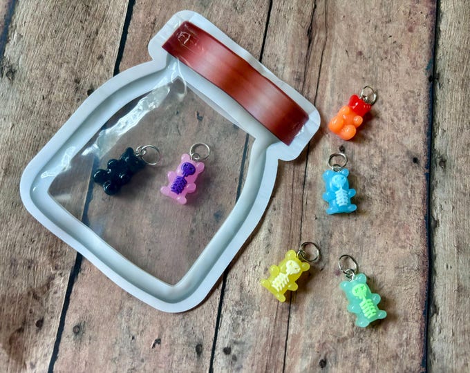 Featured listing image: Skeleton Gummy Bears in a Mason Jar Pouch