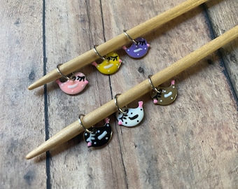 Lightweight bird stitch markers for knitting, set of 6 birds