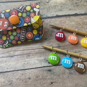 Chocolate candy stitch marker pouch, set of 6 food stitch markers for your knitting project bag