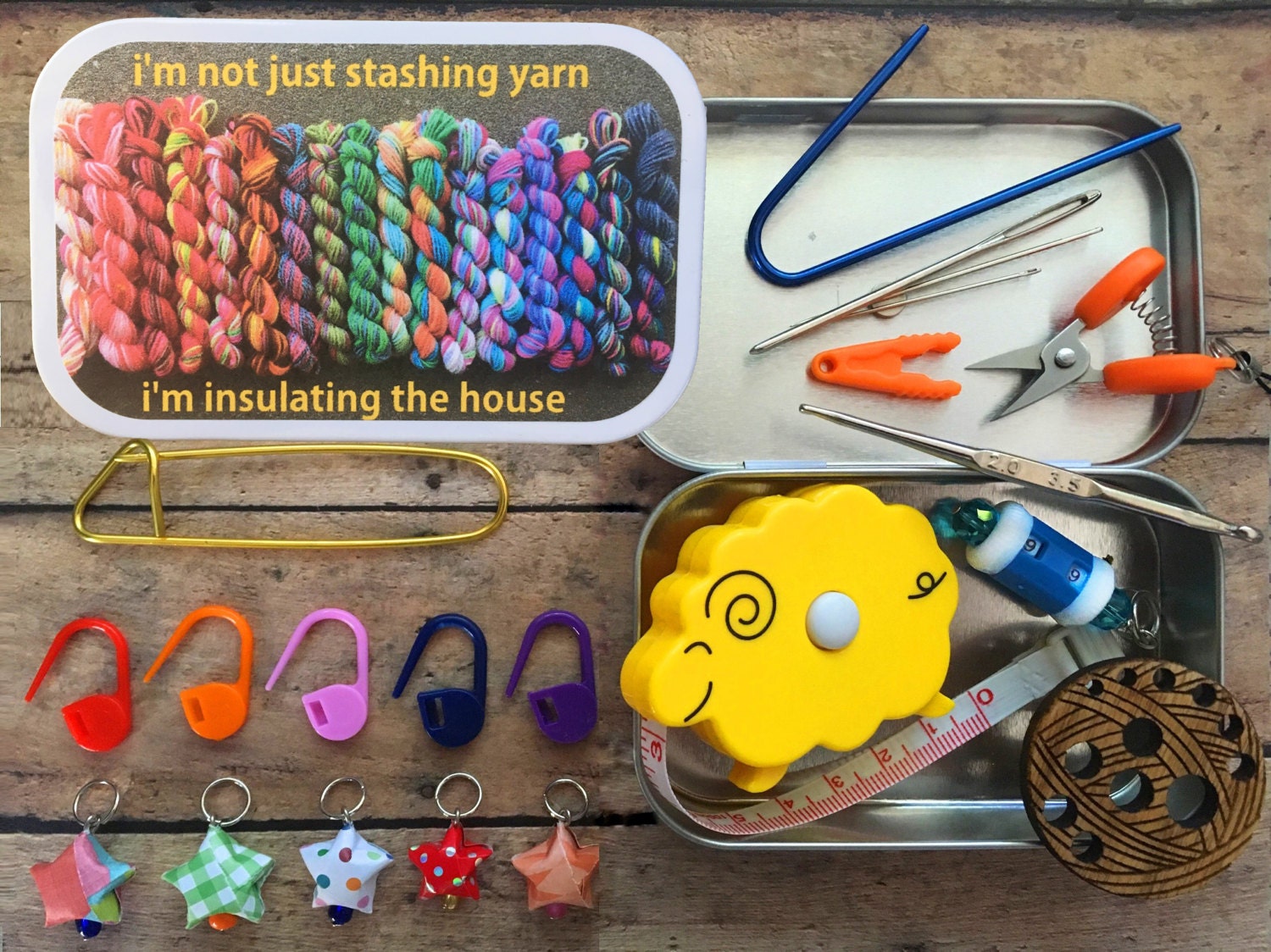 Shh I'm Counting Knitters Tool Tin With Knitting Notions, Stitch Markers, Travel  Scissors, TSA Approved -  Norway