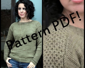 Tellurian Pullover: lace and cable hand knit sexy sweater PDF Knitting Pattern by The Sexy Knitter