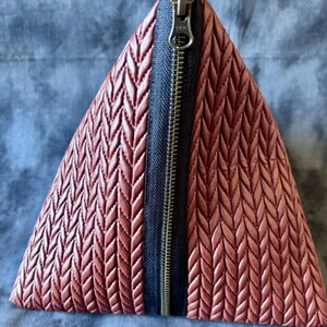 Bolso de vinilo para la muñeca, bolsa con cremallera, bolso de mano tejido, bolso con textura de suéter tejido