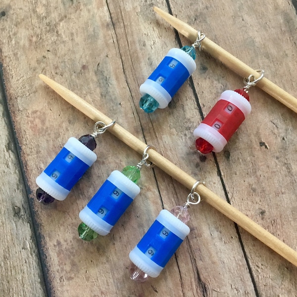 Beaded Row Counter Stitch Marker for Knitting or Crochet Pink/Purple/Blue/Green/Red
