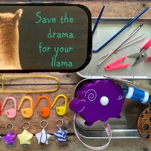 Knitting Accessories Tin | Save the Drama for your Llama
