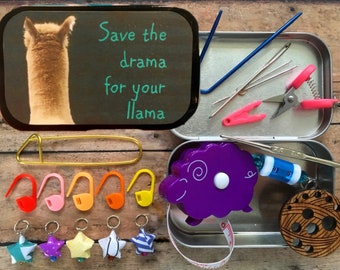 Knitting Accessories Tin | Save the Drama for your Llama