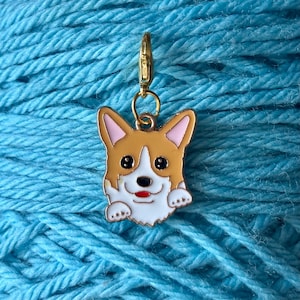 Corgi Progress Keeper, handväska, dragkedja, maskmarkör för stickning eller virkning