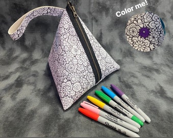 Triangle Pouch - Color Your Own Flowers
