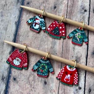 Ugly Christmas Pullover Maschenmarkierer, Set von 6 für Weihnachtsgeschenke geben Projekte