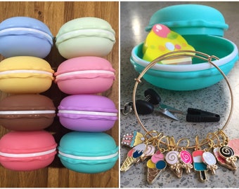 Macaron Knitting Kit | DIY Craft Kit | travel knit notions for macaroon and cupcake lovers! Tape measure/mini scissors/stitch markers