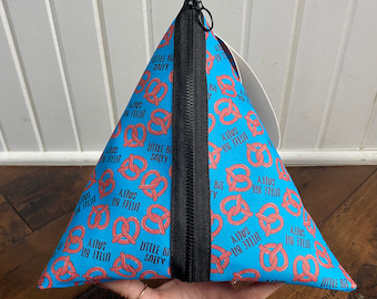 Knitting Project Bag, Vegan Leather Triangle Zipper Bag - Little Bit Salty