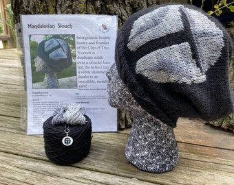 Mandalorian Hat Kit w/hand dyed sparkle sock yarn